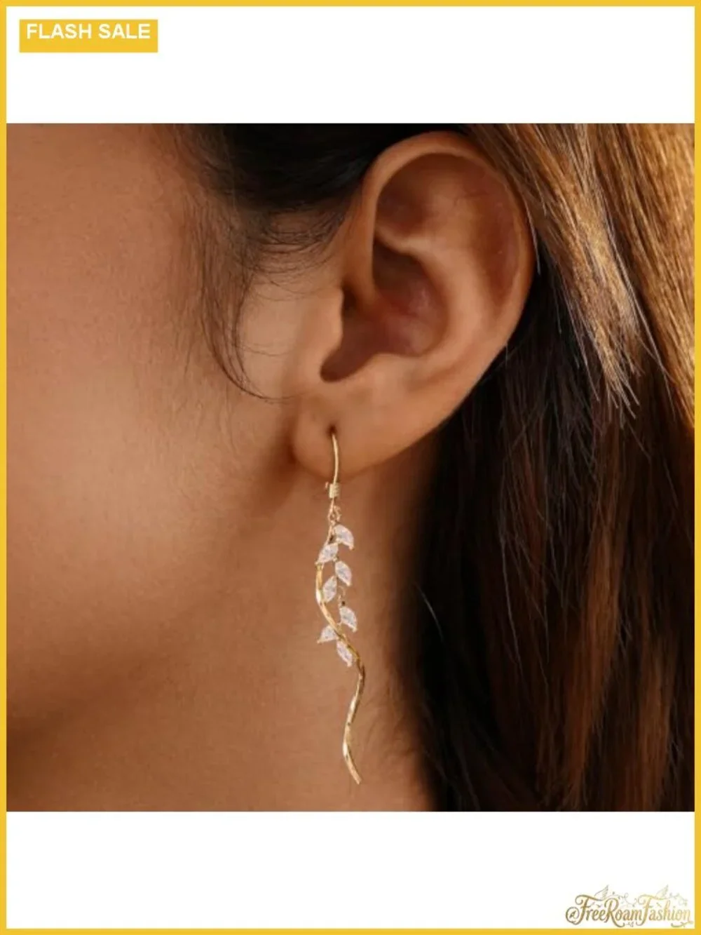 Dangle Earrings 14K Gold Plated Cubic Zirconia Wedding Bridal